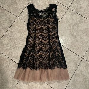 Betsy & Adam Black Illusion Lace dress with tulle